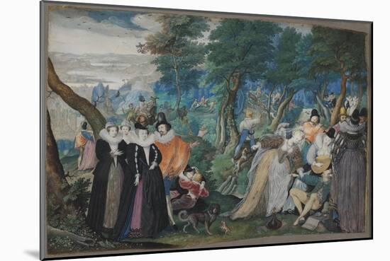 A party in the Open Air. Allegory on Conjugal Love, c. 1590-1595-Isaac Oliver-Mounted Giclee Print