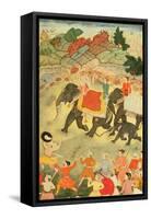 A Party of Elephant Hunters, Mughal, C.1615-null-Framed Stretched Canvas