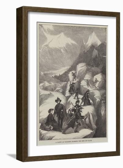 A Party of Tourists Crossing the Mer De Glace-null-Framed Giclee Print