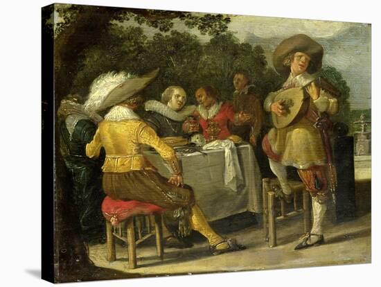 A Party Outdoors-Dirck Hals-Stretched Canvas