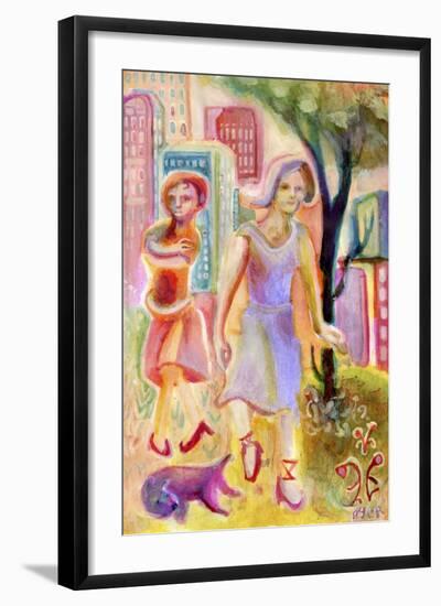 A Pastel Pair in a Park with a Pink Pup-Josh Byer-Framed Giclee Print