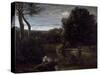 A Pastor Bathing-Jean-Baptiste-Camille Corot-Stretched Canvas