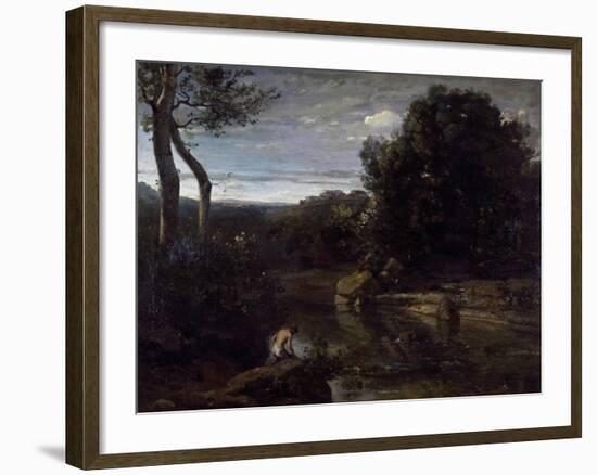 A Pastor Bathing-Jean-Baptiste-Camille Corot-Framed Giclee Print