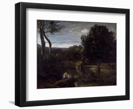 A Pastor Bathing-Jean-Baptiste-Camille Corot-Framed Giclee Print