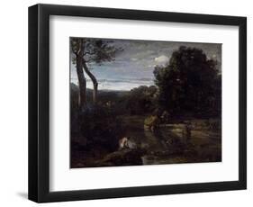 A Pastor Bathing-Jean-Baptiste-Camille Corot-Framed Giclee Print