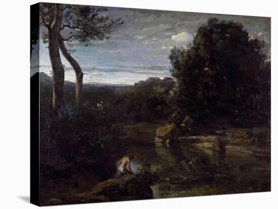 A Pastor Bathing-Jean-Baptiste-Camille Corot-Stretched Canvas