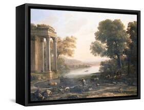 A Pastoral Landscape with Ruined Temple, C.1638-Claude Lorraine-Framed Stretched Canvas
