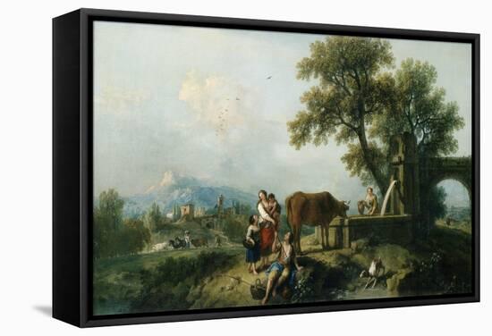 A Pastoral Scene with Cowherds, C.1750-Francesco Zuccarelli-Framed Stretched Canvas