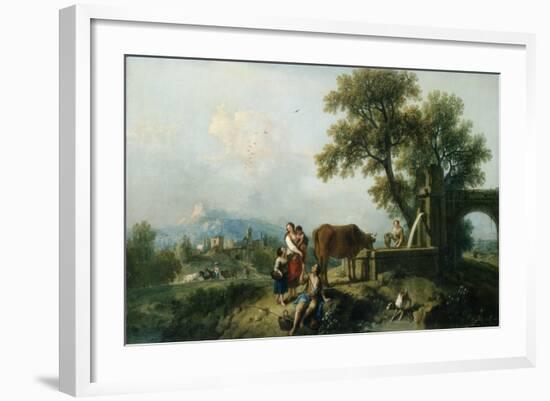 A Pastoral Scene with Cowherds, C.1750-Francesco Zuccarelli-Framed Giclee Print