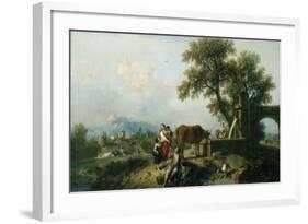 A Pastoral Scene with Cowherds, C.1750-Francesco Zuccarelli-Framed Giclee Print