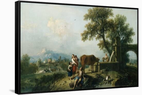 A Pastoral Scene with Cowherds, C.1750-Francesco Zuccarelli-Framed Stretched Canvas