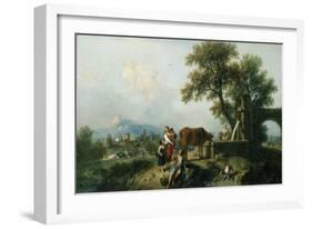 A Pastoral Scene with Cowherds, C.1750-Francesco Zuccarelli-Framed Giclee Print