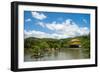 A peaceful lake in front of the golden pavilion of Kinkaku-ji in Kyoto, Japan, Asia-Logan Brown-Framed Photographic Print