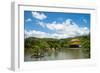 A peaceful lake in front of the golden pavilion of Kinkaku-ji in Kyoto, Japan, Asia-Logan Brown-Framed Photographic Print