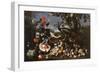 A Peacock and a Penhen with Fruit and Flowers in a Park-Franz Werner Tamm-Framed Giclee Print