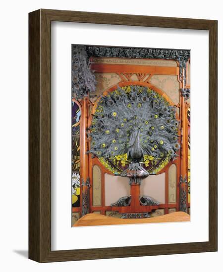 A Peacock, from the Central Panel of a Mural from the Fouquet Jewellers in Paris, 1901-Alphonse Mucha-Framed Giclee Print