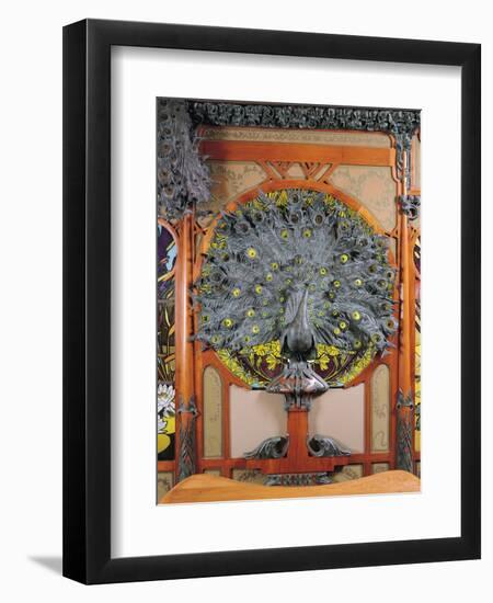 A Peacock, from the Central Panel of a Mural from the Fouquet Jewellers in Paris, 1901-Alphonse Mucha-Framed Giclee Print