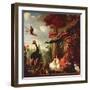 A Peacock, Peahen and Other Exotic Birds and Poultry on a Terrace-Melchior de Hondecoeter-Framed Premium Giclee Print