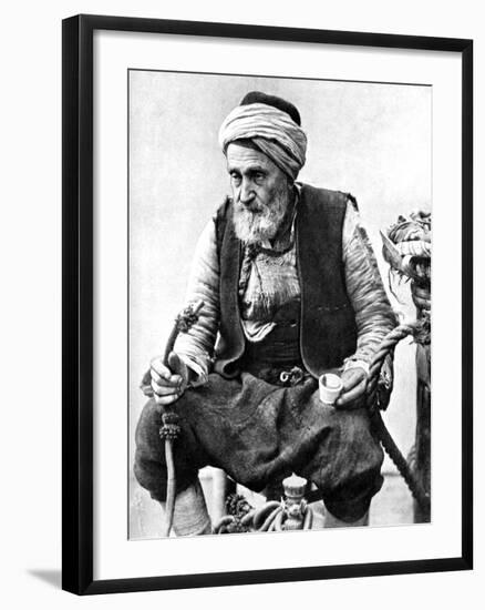 A Peasant Drinking Coffee and Smoking a Huqqah, Izmir, Turkey, 1936-null-Framed Giclee Print