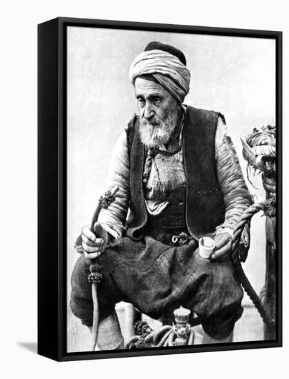 A Peasant Drinking Coffee and Smoking a Huqqah, Izmir, Turkey, 1936-null-Framed Stretched Canvas