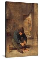 A Peasant eating Mussels in an Interior-Adraen Brouwer-Stretched Canvas