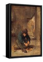 A Peasant eating Mussels in an Interior-Adraen Brouwer-Framed Stretched Canvas