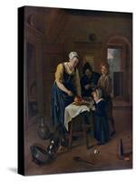 A Peasant Family at Meal-Time ('Grace before Meat), C1665-Jan Steen-Stretched Canvas