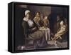 A Peasant Family in an Interior, with an Old Woman Seated, an Old Man Playing a Pipe, a Young…-null-Framed Stretched Canvas