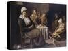 A Peasant Family in an Interior, with an Old Woman Seated, an Old Man Playing a Pipe, a Young…-null-Stretched Canvas