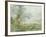 A Peasant Girl and Ducks in a Wooded Lake Landscape-Pompeo Mariani-Framed Giclee Print