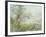 A Peasant Girl and Ducks in a Wooded Lake Landscape-Pompeo Mariani-Framed Giclee Print