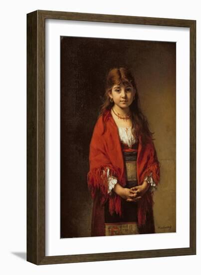 A Peasant Girl in a Red Shawl-Alexei Alexevich Harlamoff-Framed Giclee Print
