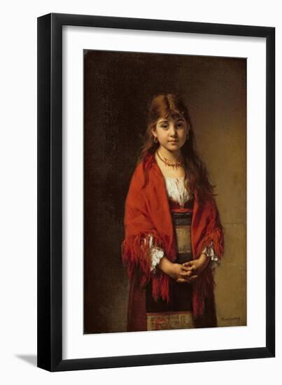 A Peasant Girl in a Red Shawl-Alexei Alexevich Harlamoff-Framed Giclee Print