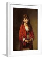 A Peasant Girl in a Red Shawl-Alexei Alexevich Harlamoff-Framed Giclee Print