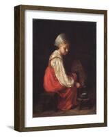 A Peasant Girl with a Calf, 1829-Alexei Gavrilovich Venetsianov-Framed Giclee Print