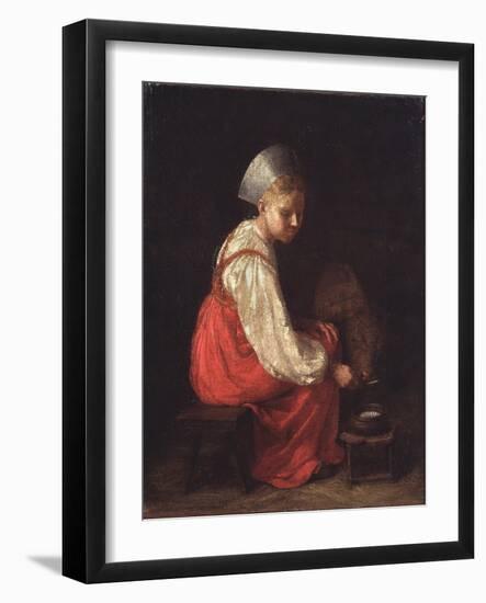 A Peasant Girl with a Calf, 1829-Alexei Gavrilovich Venetsianov-Framed Giclee Print