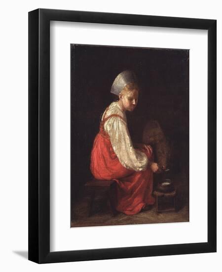 A Peasant Girl with a Calf, 1829-Alexei Gavrilovich Venetsianov-Framed Giclee Print