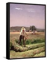 A Peasant, Mowing-Charles Emile Jacque-Framed Stretched Canvas
