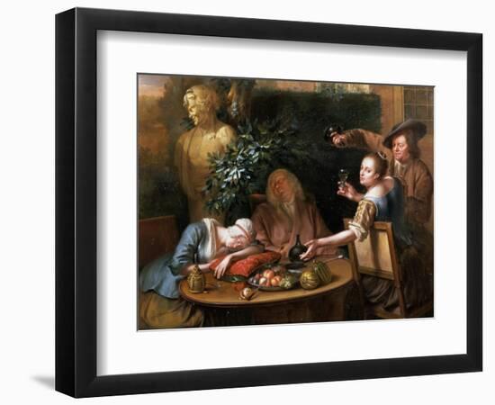 A Peasant Pours a Drink for a Woman While Her Husband and Maid Sleep, 1739-Aert Schouman-Framed Giclee Print