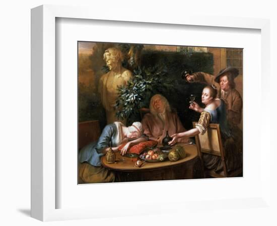 A Peasant Pours a Drink for a Woman While Her Husband and Maid Sleep, 1739-Aert Schouman-Framed Giclee Print