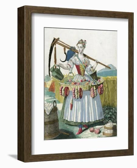 A Peasant Woman, circa 1735-Martin Engelbrecht-Framed Giclee Print