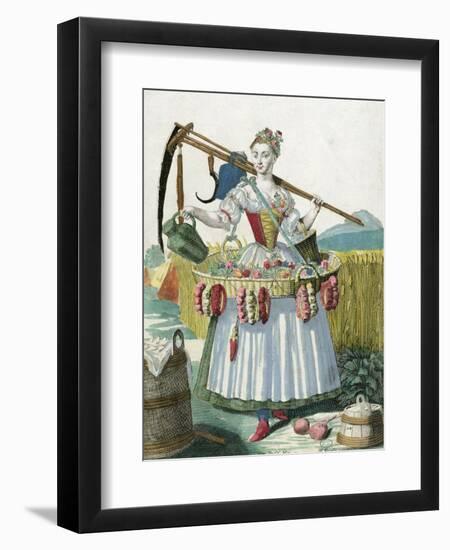 A Peasant Woman, circa 1735-Martin Engelbrecht-Framed Giclee Print