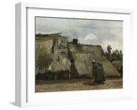 A Peasant Woman Digging in Front of Her Cottage, C.1885-Vincent van Gogh-Framed Giclee Print