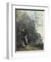 A Peasant Woman Grazing a Cow at the Edge of a Forest-Jean-Baptiste-Camille Corot-Framed Art Print