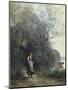 A Peasant Woman Grazing a Cow at the Edge of a Forest-Jean-Baptiste-Camille Corot-Mounted Art Print