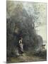 A Peasant Woman Grazing a Cow at the Edge of a Forest-Jean-Baptiste-Camille Corot-Mounted Art Print