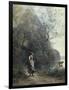 A Peasant Woman Grazing a Cow at the Edge of a Forest-Jean-Baptiste-Camille Corot-Framed Art Print