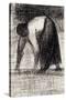 A Peasant Woman with Hands in the Ground-Georges Seurat-Stretched Canvas