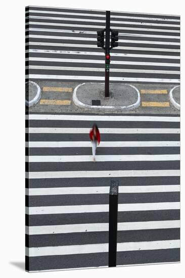 A Pedestrian Crossing on Paulista Avenue, Sao Paula.-Jon Hicks-Stretched Canvas