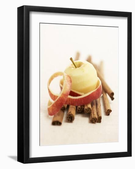 A Peeled Apple on Cinnamon Sticks-Marc O^ Finley-Framed Photographic Print